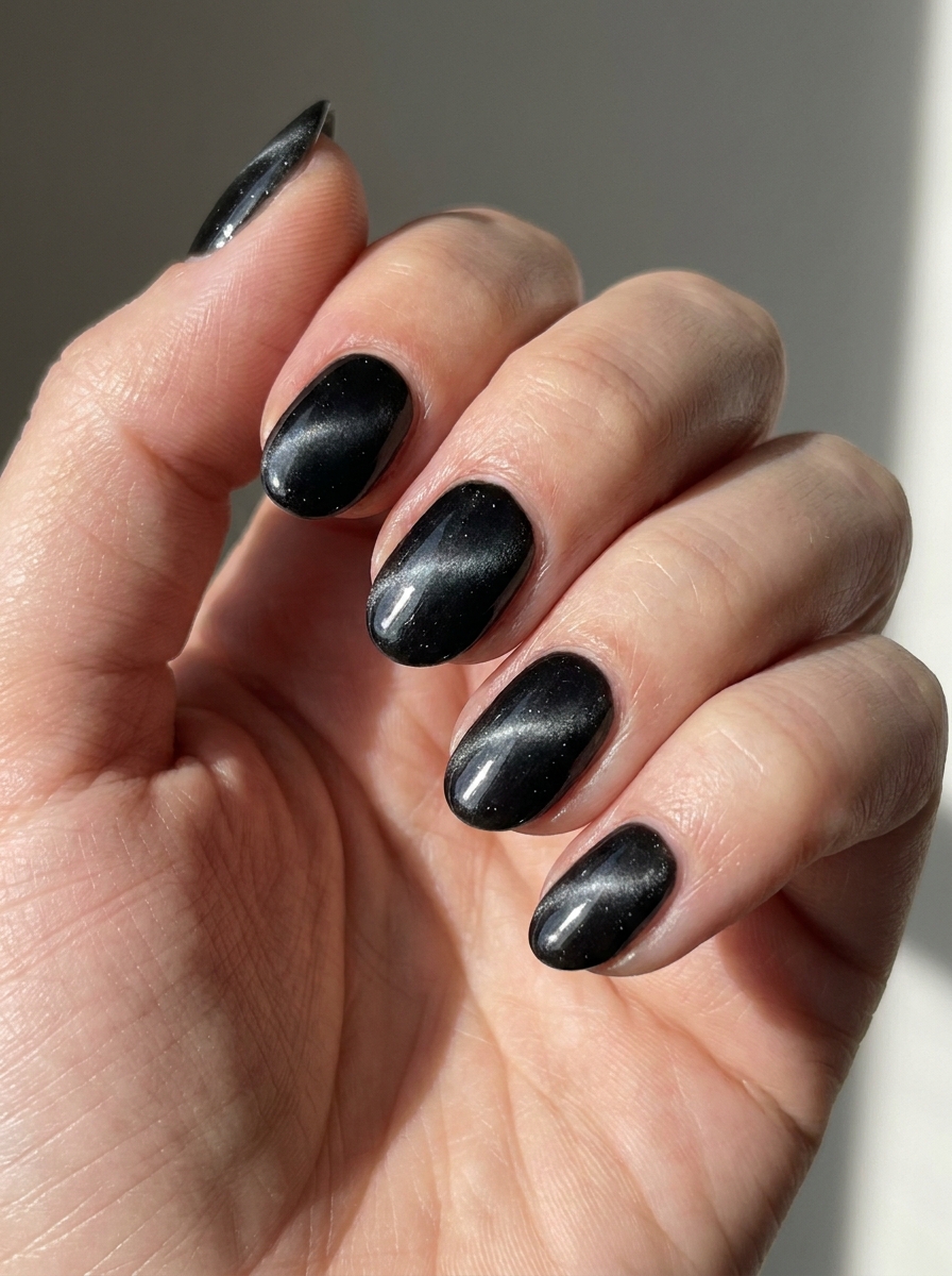 Black Cat Eye Nails als Schwarze Nägel Ideen Inspiration 2026